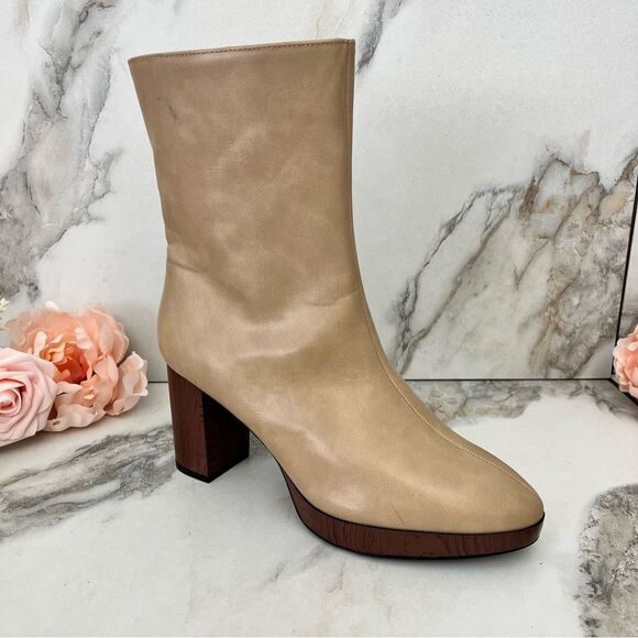 JOURNEE COLLECTION Romer Tru Comfort Platform Block Heel Booties in Tan Size 8 - Picture 3 of 16